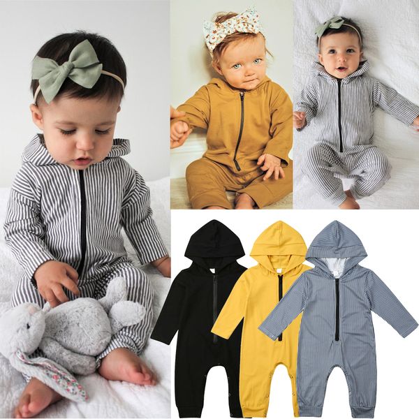 

2020 Zipper Hooded Baby Romper New born Baby Clothes Girl Boy Long Sleeve Hoodies Romper Jumpsuit Spring Autumn Outfits 0-24M