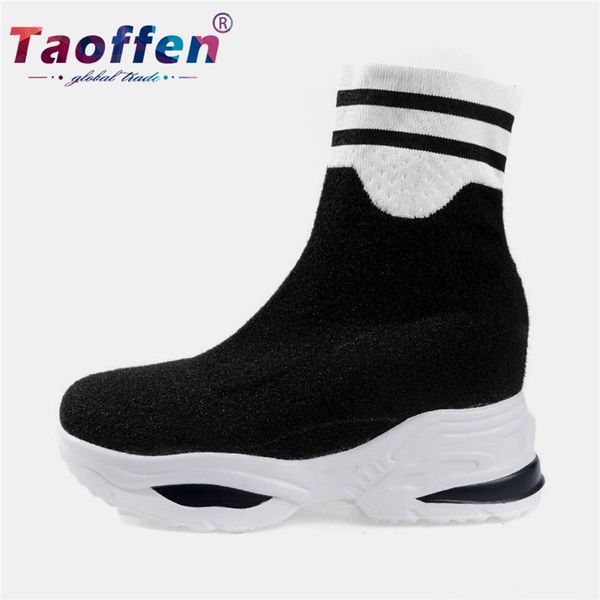 

taoffen walking shoes women outdoor sports shoes women sneakers platform thick bottom female knitting fashion size 34-40