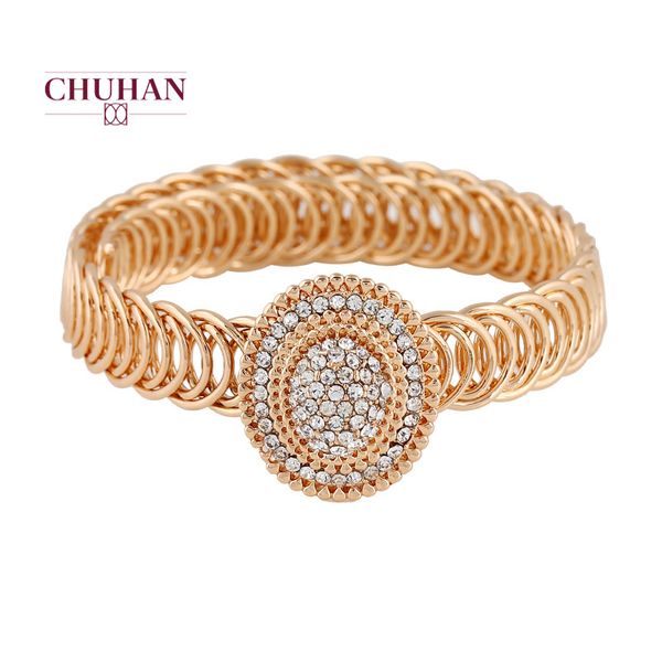 

chuhan 2020 trendy crystal bracelets for women gold color rhinestones bangle bracelet stainless steel bangles jewelry c32, Black