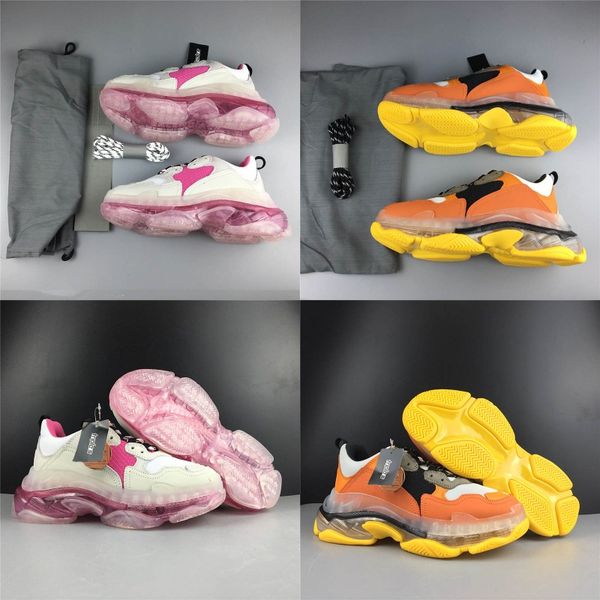

luxury paris triple s running shoes pink yellow fashion designer 2019 luxe new mens women casual clunky sneakers