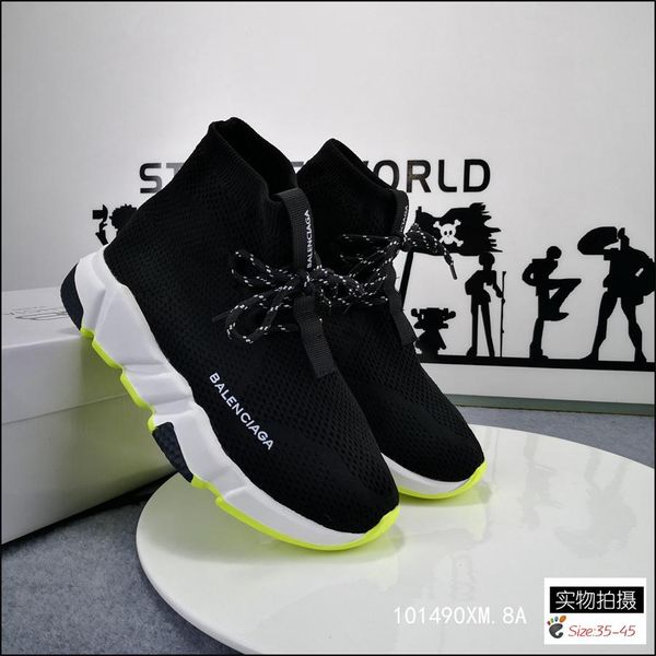 

speed sock men women trainer casual shoes for mens womens shoes speed stretch-knit mid sneakers eur36-45, Black