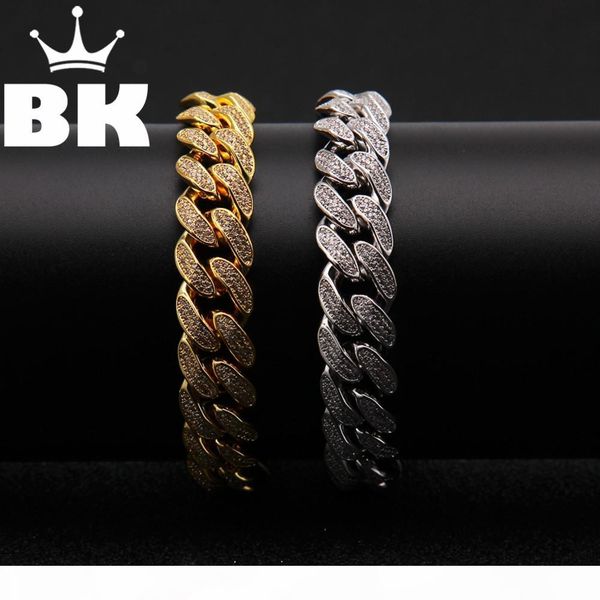 

микроподачи pave cubic хип-хоп циркон браслеты для мужчин белого золота iced out hiphop ювелирных изделий 13мм luxury link браслета кубинско, Silver