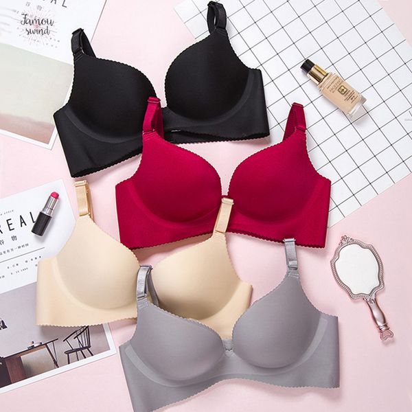 

seamless bra adjustable new lingerie convertible straps comfort wire underwear women bralette solid simple push up women bras, Red;black