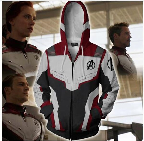 

2019 новые 3d печати мужская мода толстовка толстовка 4 endgame косплей костюмы quantum zipper jacket толстовка, Black