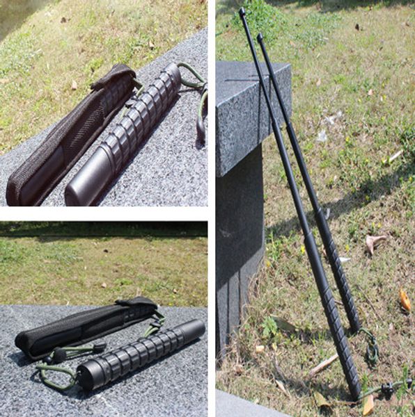 

wholesale plastical outdoor survival gadget trekking pole tactical pen emergency window breaking survival three-section telescopic rod