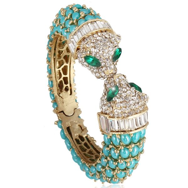 

tuliper blue panther leopard kiss animal bracelets & bangles austrian crystal bangle cuff women party valentine gift, Black