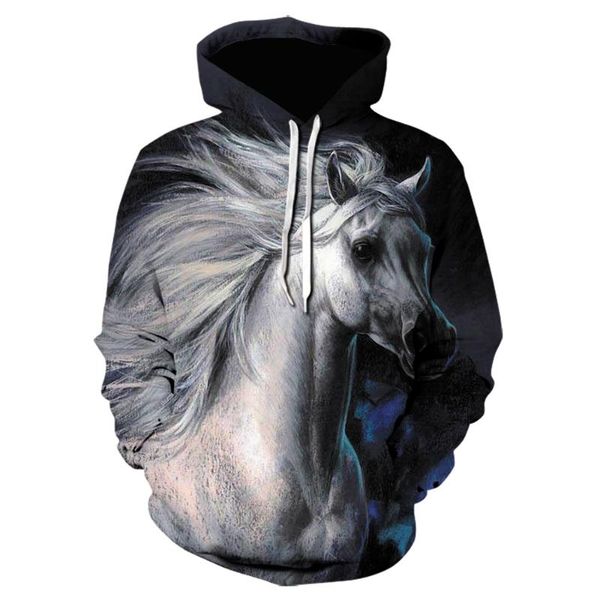 

sudaderas con estampado 3d de caballo y princesa sudaderas con capucha para hombre, pulÃ³ver de chÃ¡ndal, otoÃ±o invierno, capu, Black