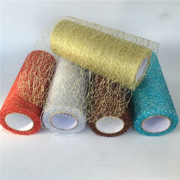 

9.2m/roll organza tulle roll spool fabric ribbon diy tutu skirt gift craft party chair sash wedding party decoration gold silver