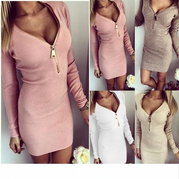 

women dress long sleeve v-neck dress stretch bodycon dresses 2016 fashion sring autumn style casual clothing ing, Black;gray
