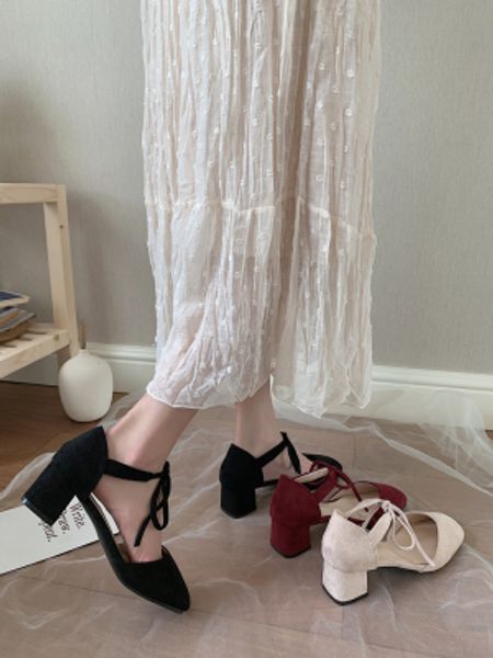 

high heel female 2020 summer new sandals casual wild temperament french fashion thick heel shoes, Black