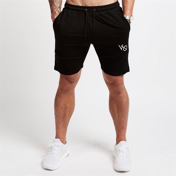 

men sporting beaching shorts cotton bodybuilding sweatpants summer breathable running sports short men gym fitness slim shorts, Black;blue