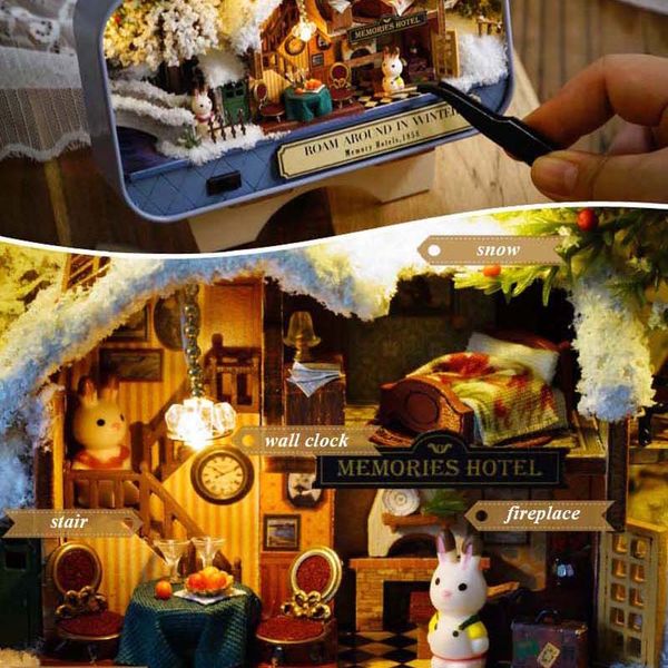 

box theater miniature doll house 3d wooden diy kits led puzzle model for children christmas birthday gift