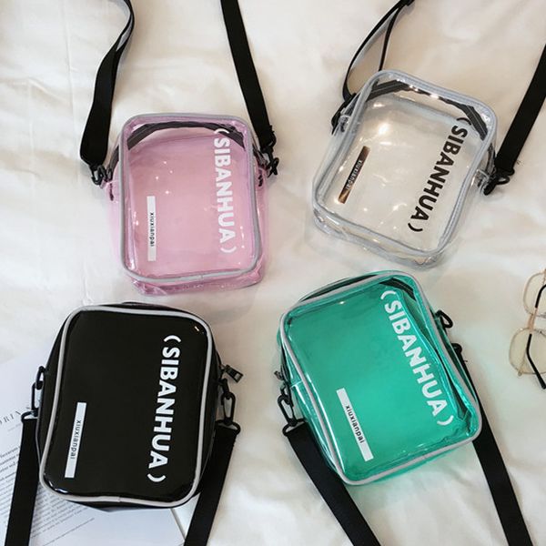 

lolita transparent women's bag summer handbags jelly bag letter women shoulder trend fashion zipper crossbody bags