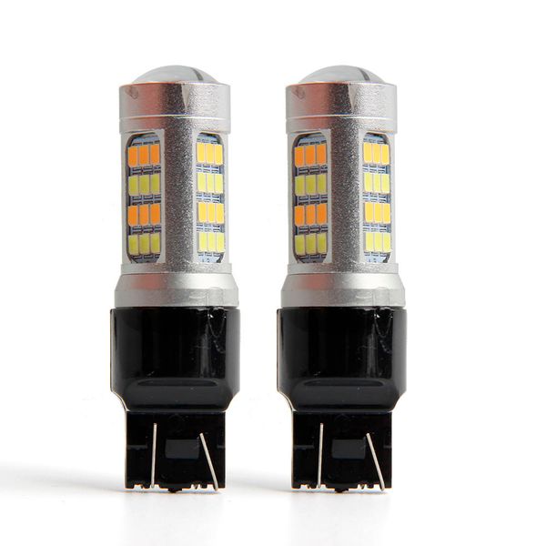 

1pc 42led 7443 dual colors amber / white switchback led car lights 12v universal 6000k turn signal lamp interior light panel p#