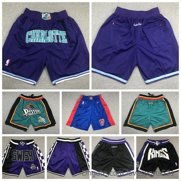 

detroit pistons sacramento kings charlotte hornets 2020 mens just don pocket basketball shorts stitched sweatpants pocket shorts, Black