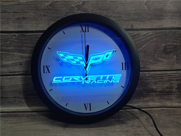 

0g095 chevrolet corvette app rgb led neon light signs wall clock