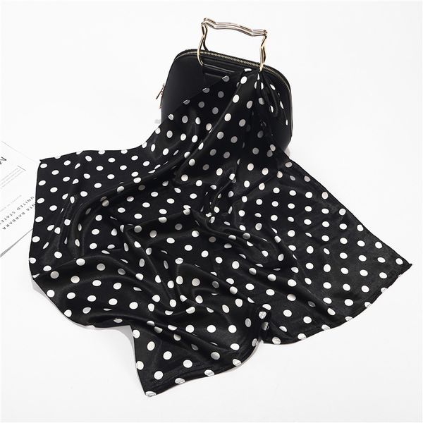 

shawls 60x60cm black white small square polka dot neck collar scarf foulard femme handbag decoration silk stain head scarfs for ladies, Blue;gray