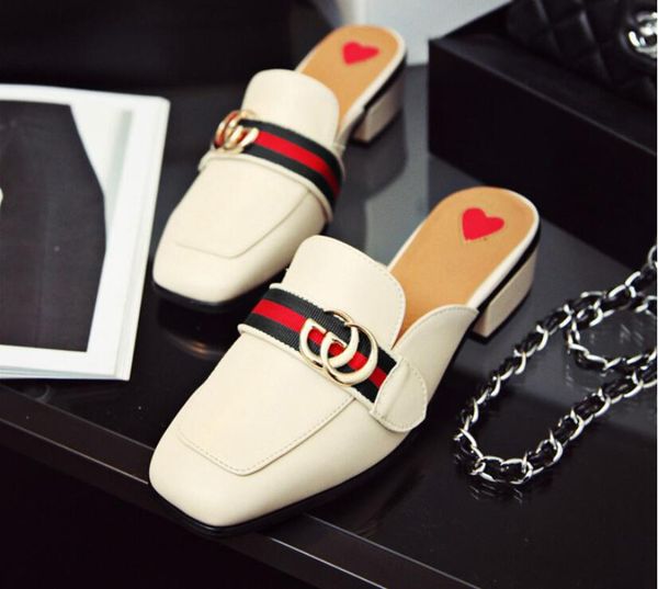 

New ummer brand princetown women lipper luxury de igner fa hion genuine leather loafer hoe metal chain ladie ca ual mule flat