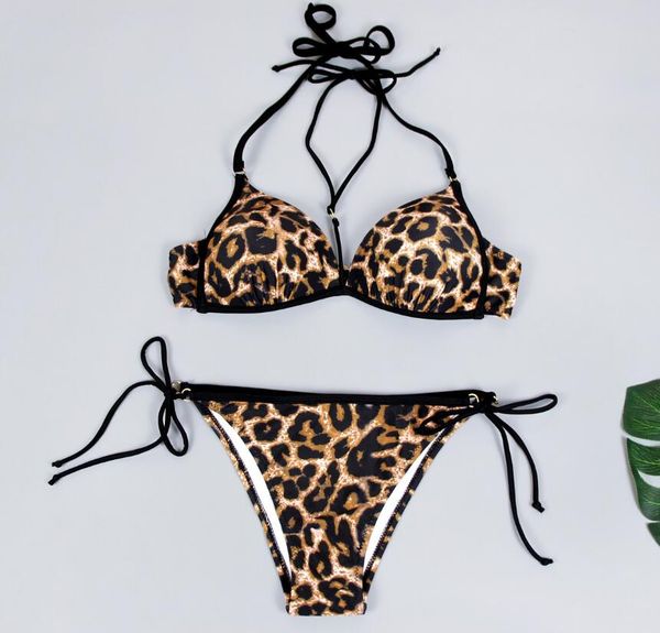 

2020 two-piece bikini suits set three- point swimsuits summer leopard print swimsuits bathing suits swimwear plus size s-xxl