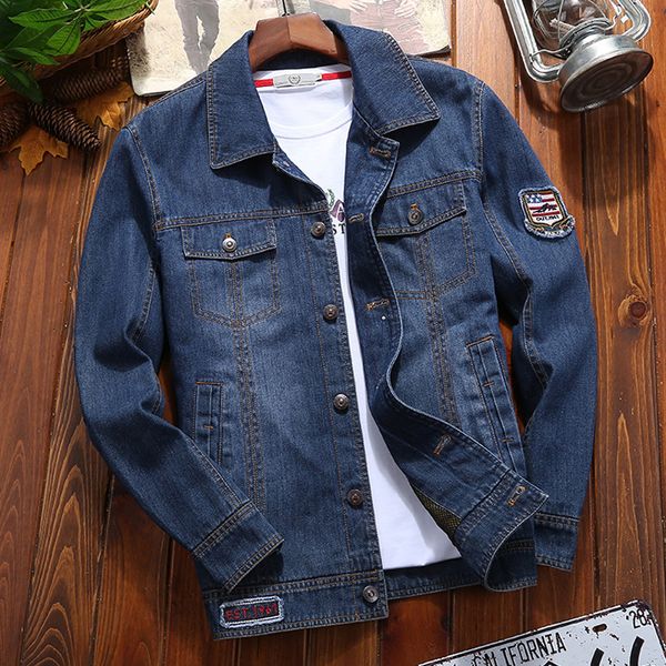 

mens denim jacket coats loose straight plus size xxxxl 5xl thin streetwear male's denim jackets outwear clothing mens coat b684, Black;brown