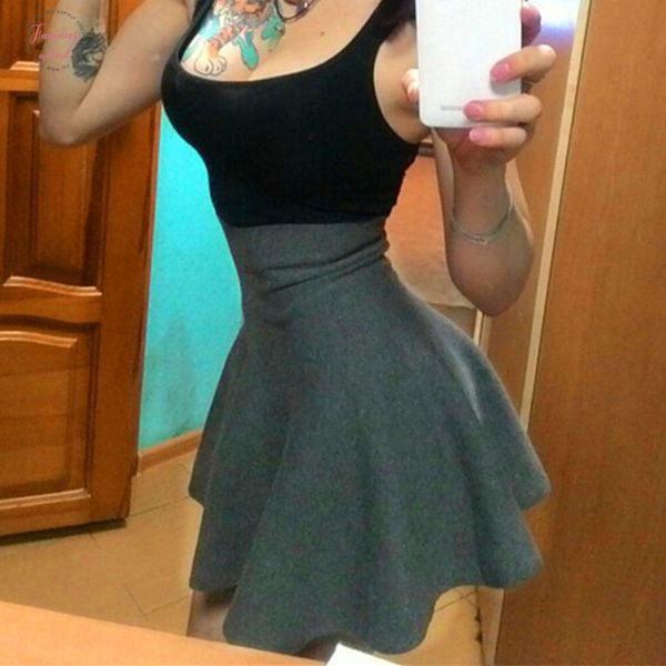 

2019 весна осень новая женская юбка вязание шерстяная миди юбка женская высокая талия повседневная плиссированная эластичная расклешенная юб, Black