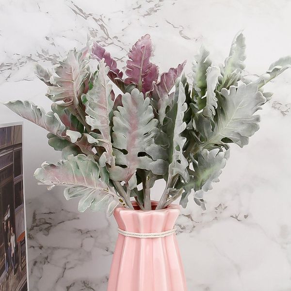 

new flocked artificial miller plants purple leaves home wedding christmas diy decoration fake flowers arrangement faux foliage