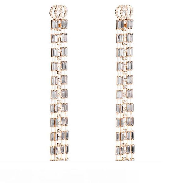 

преувеличенные когти цепи серьги с алмазным сплавом кисточкой многослойные серьги для женщин чешские серьги, Silver