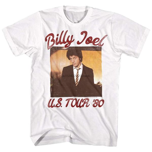 

билли джоэл футболка us tour 1980 белая футболка(2, White;black