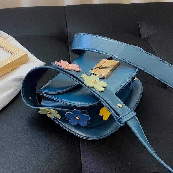 

elegant female solid color saddle bag 2020 fashion new high-quality leather women's handbag lock shoulder messenger bag