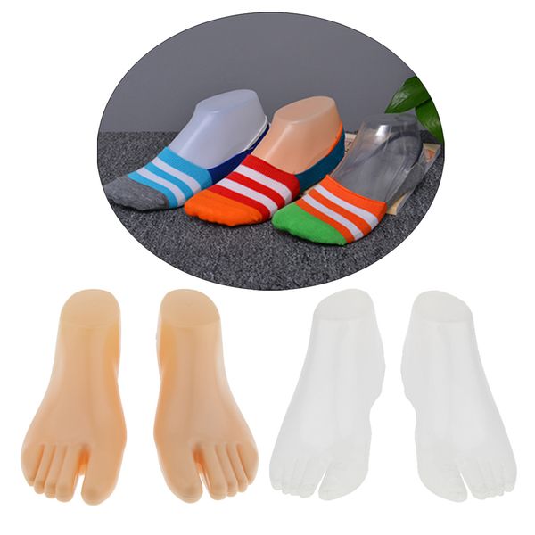 

2 pairs foot mannequin portable display sock jewerly and shoes display, Black;white