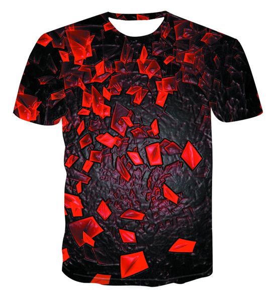 

men's t-shirt large size 2019 summer geometric round 3d printed t-shirts fashion o-neck short sleeve casual loose men shirts, White;black