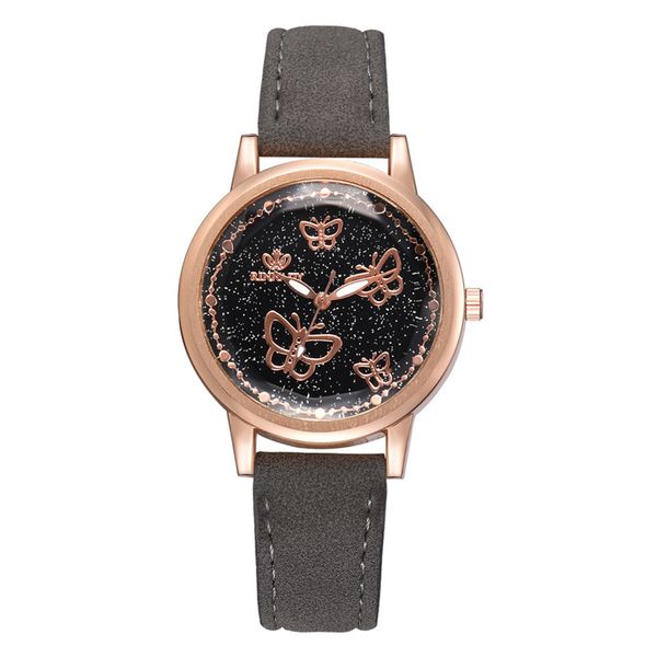 

butterfly dial brief style women watches korean version casual quartz woman clock brand ladies retro wristwatches leather band, Slivery;brown