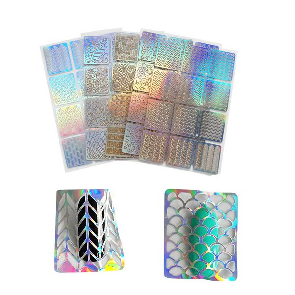 

60 pieces 5 sheets nail sets vinyl stickers stencils cu many different designs glue lacquer manicure nail art varnish tool x#3, Black