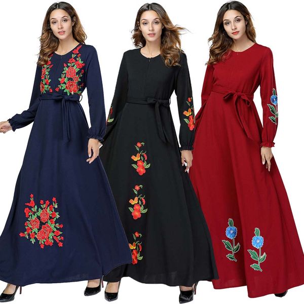 

bnsq dubai abaya for women hijab evening dress arabic caftan morocain kaftan djelaba femme muslim dress islamic clothing, Red