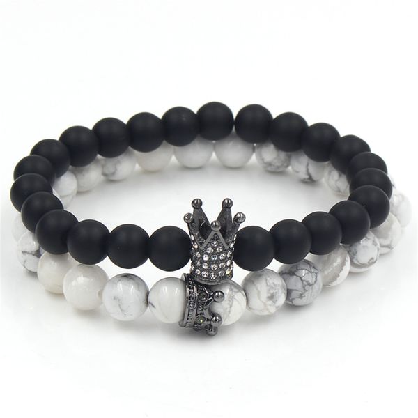 

faitheasy natural matting microinlay in limestone crown hand string elastic bracelet, Golden;silver