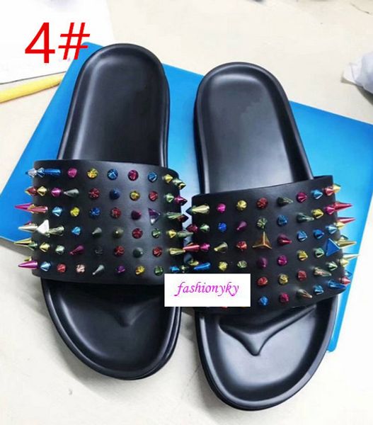 

donna studded flat shoes designer willow nails soft bottom rubber slippers mens flat slippersoriginal box, Black