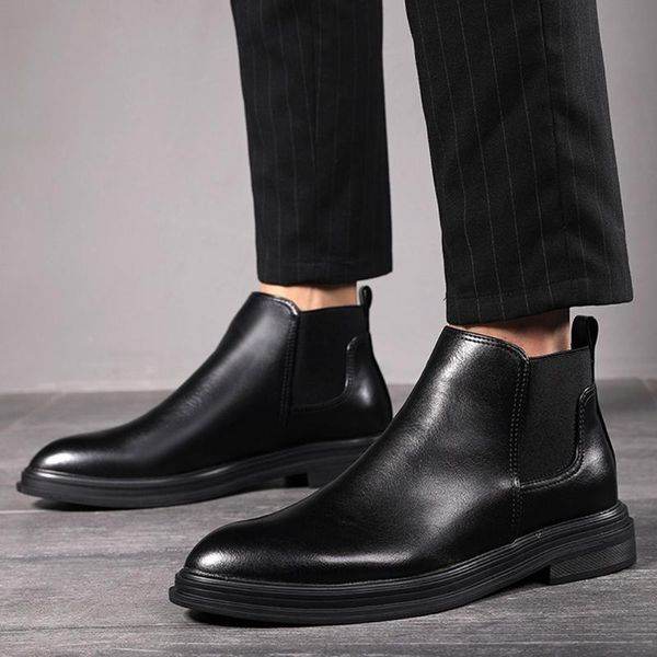 

men shoes fashion boots men zapatos de hombre men's fashion western boots casual comfy low-heeled shoes high-suit, Black