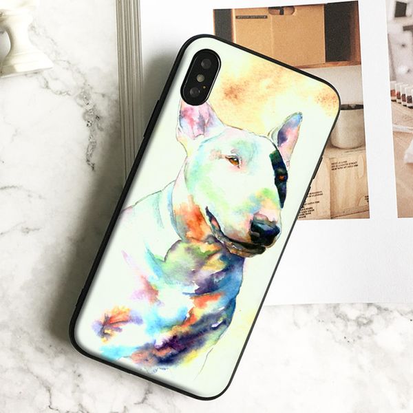 

fundas luxury bull terrier painting phone case for iphone 11 pro xs max xr 8 7 6s plus 5 se case soft black tpu silicone cover.