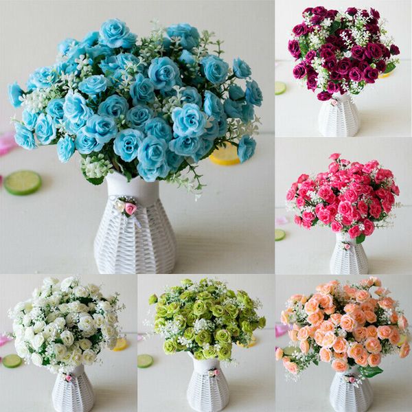 

wedding decoratio artificial flowers roses artificial silk flower bride home decor 2 head bouquet