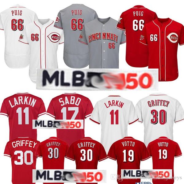 

66 Yasiel Puig jersey 19 Joey Votto 5 Johnny Benc 14 Pete Rose 17 Chris Sabo 11 Barry Larkin baseball jersey