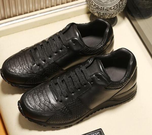 

orignal box] luxury new mens black sports loafers walk 100% genuine leather lace up casual shoes size 38-45