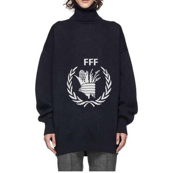

19fw world food programme sweater high collar knitted sweatshirt street pullover autumn winter warm sweater hoodies, White;black