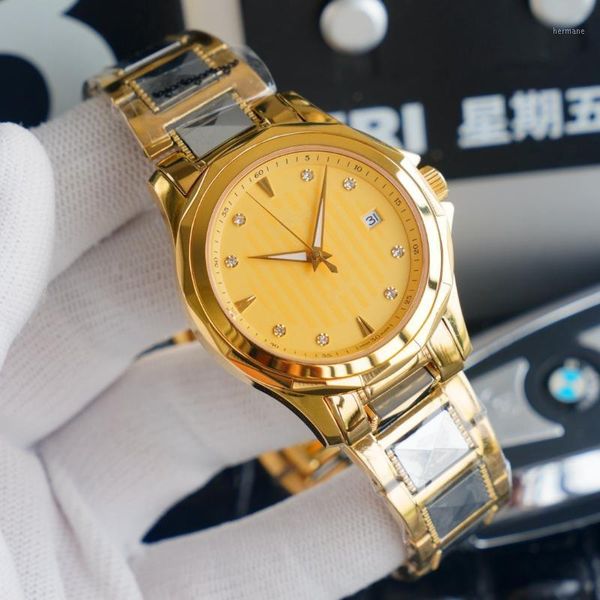 

watch gold 40mm automatic movement 316 steel strap wristwatches business fashion style mechanical watch for men1, Slivery;brown