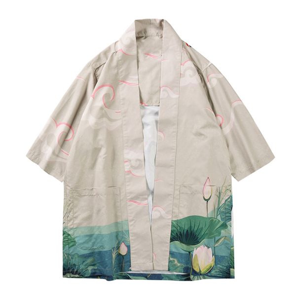 

printed shirts men street three quarter sleeve 2019 summer fashion beach mens shirt loose casual japanese chemise homme apr12, White;black