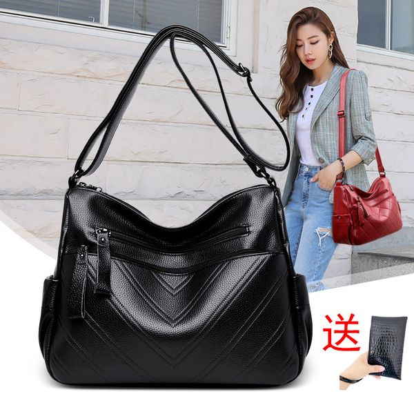 

корейский стиль горячие продажи универсальный среднего возраста сумка тренд среднего возраста женщины сумка двойной слой карман la