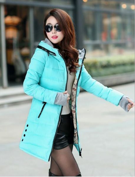 

new women winter hooded jacket  candy colour cato fat jacket women long big mate, Black