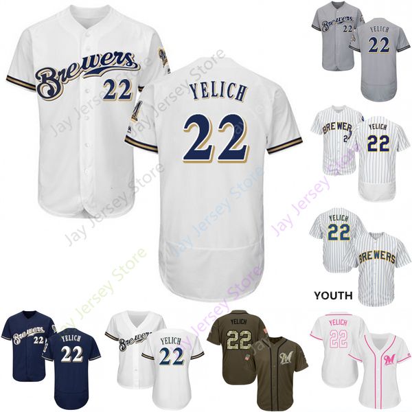 

Custom Milwaukee 22 Christian Yelich Jersey Brewers Jerseys Cool Base Flexbase White Black Red Grey Home Away Men Women Youth All Stitched