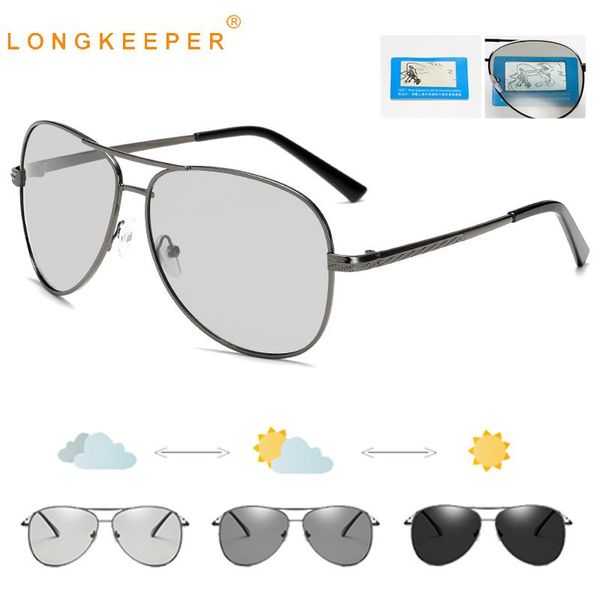 

2020 new pchromic sunglasses men women polarized chameleon discoloration sun glasses driving outdoor goggles, White;black