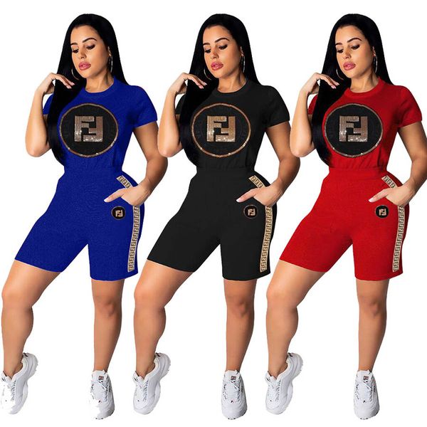 

Women 2 Piece Outfits Short Sleeve Pullover Shirt Sweatshirt Short Pants Tracksuits Set Two Piece Sweatsuit Sports Suits TS918