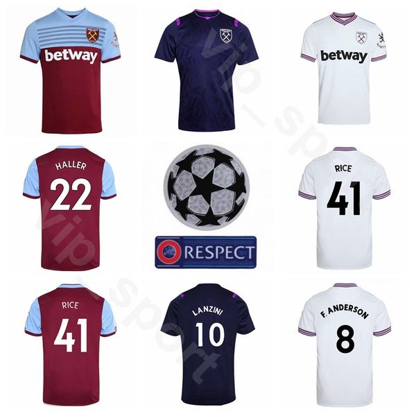 

West 2019 2020 Ham Soccer United 22 HALLER Jersey 41 RICE 8 ANDERSON 23 DIOP 18 FORNALS 10 LANZINI Football Shirt Kits S-XXL